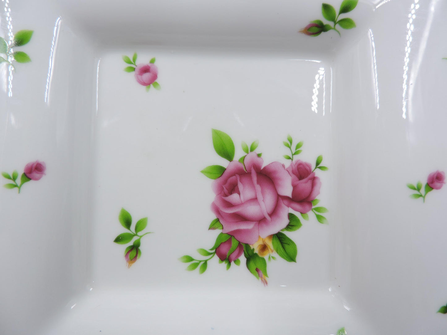 Royal Albert White Flower Square Plate + Tea Cup
