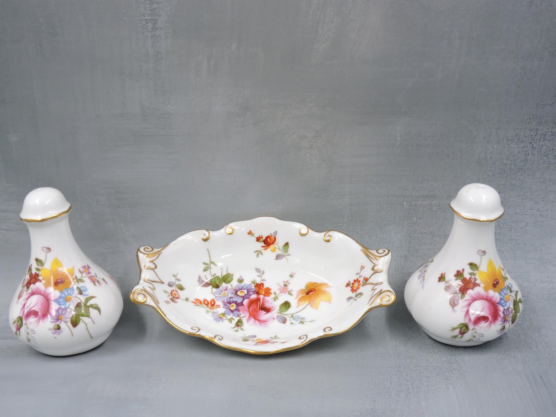 Royal Crown Derby Salt and Pepper Shaker with Tray