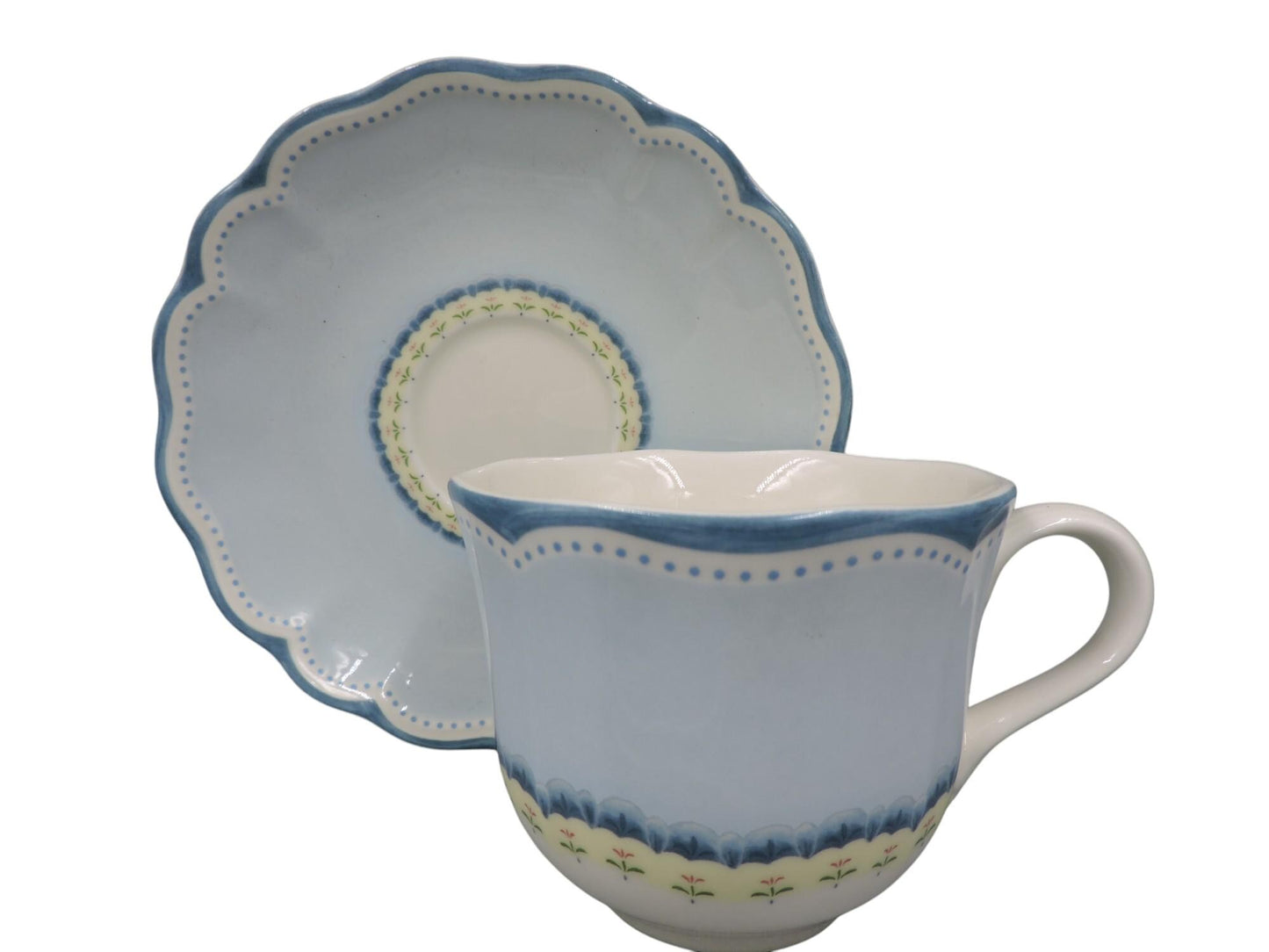 Lenox Provençal Garden Sky Breakfast Cup and Saucer Set Set of 4