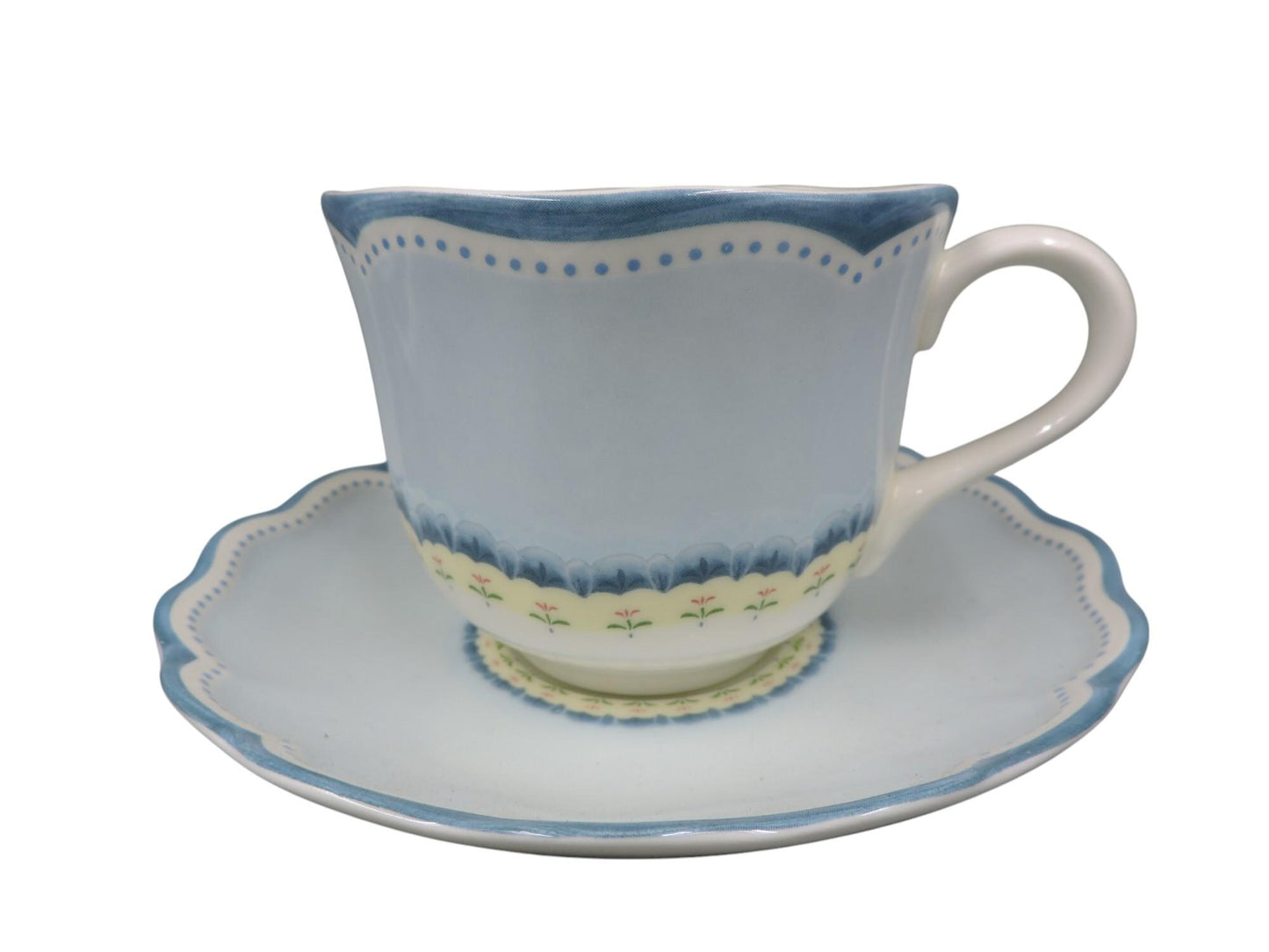 Lenox Provençal Garden Sky Breakfast Cup and Saucer Set Set of 4