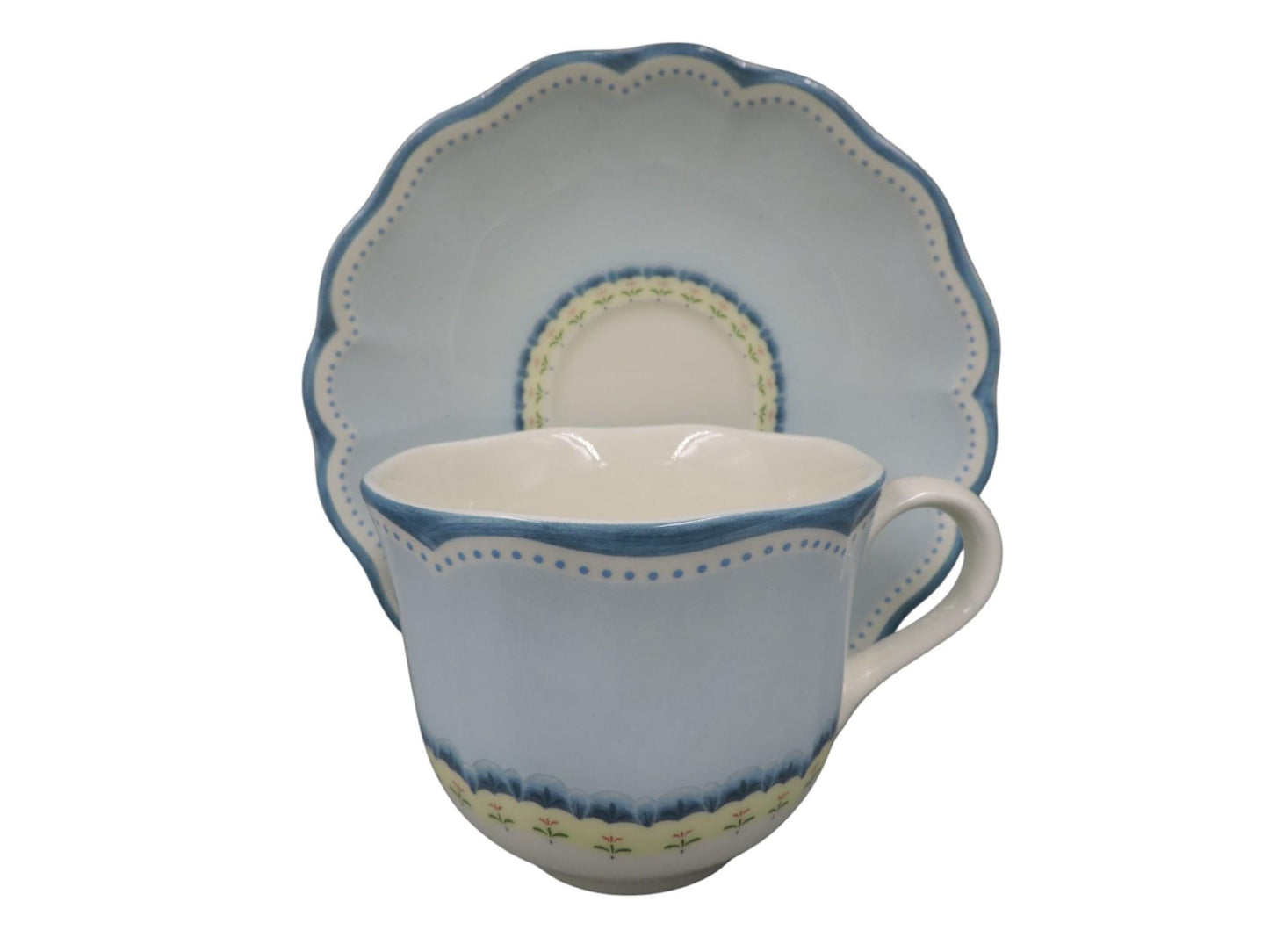 Lenox Provençal Garden Sky Breakfast Cup and Saucer Set Set of 4