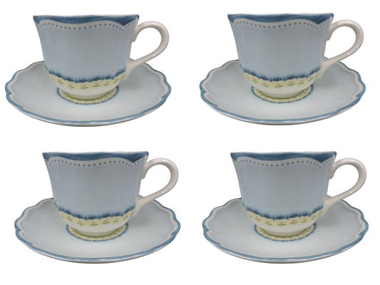 Lenox Provençal Garden Sky Breakfast Cup and Saucer Set Set of 4