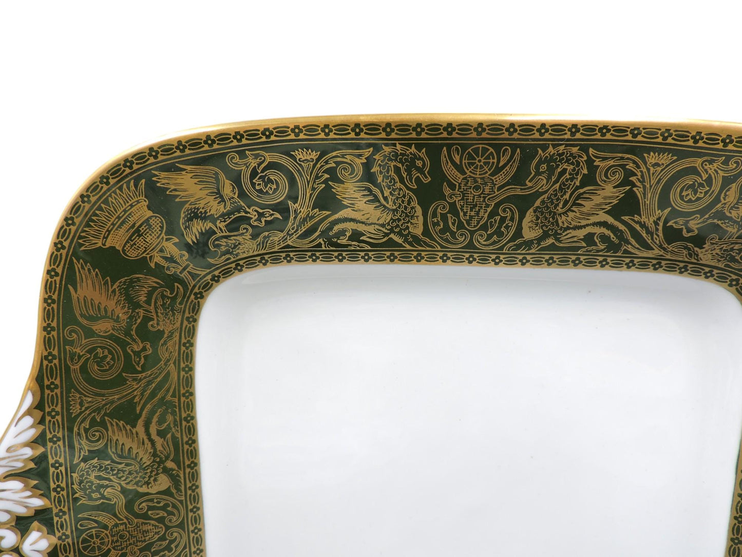 Wedgwood Florentine Green Gold W4170 Square Handled Cake Plate