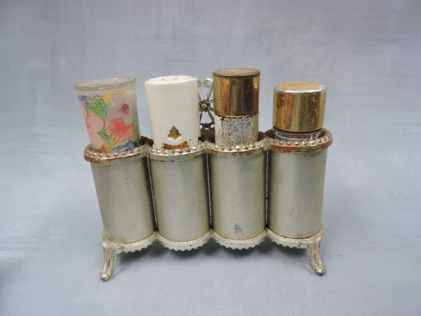 Vintage lipstick and perfume holder