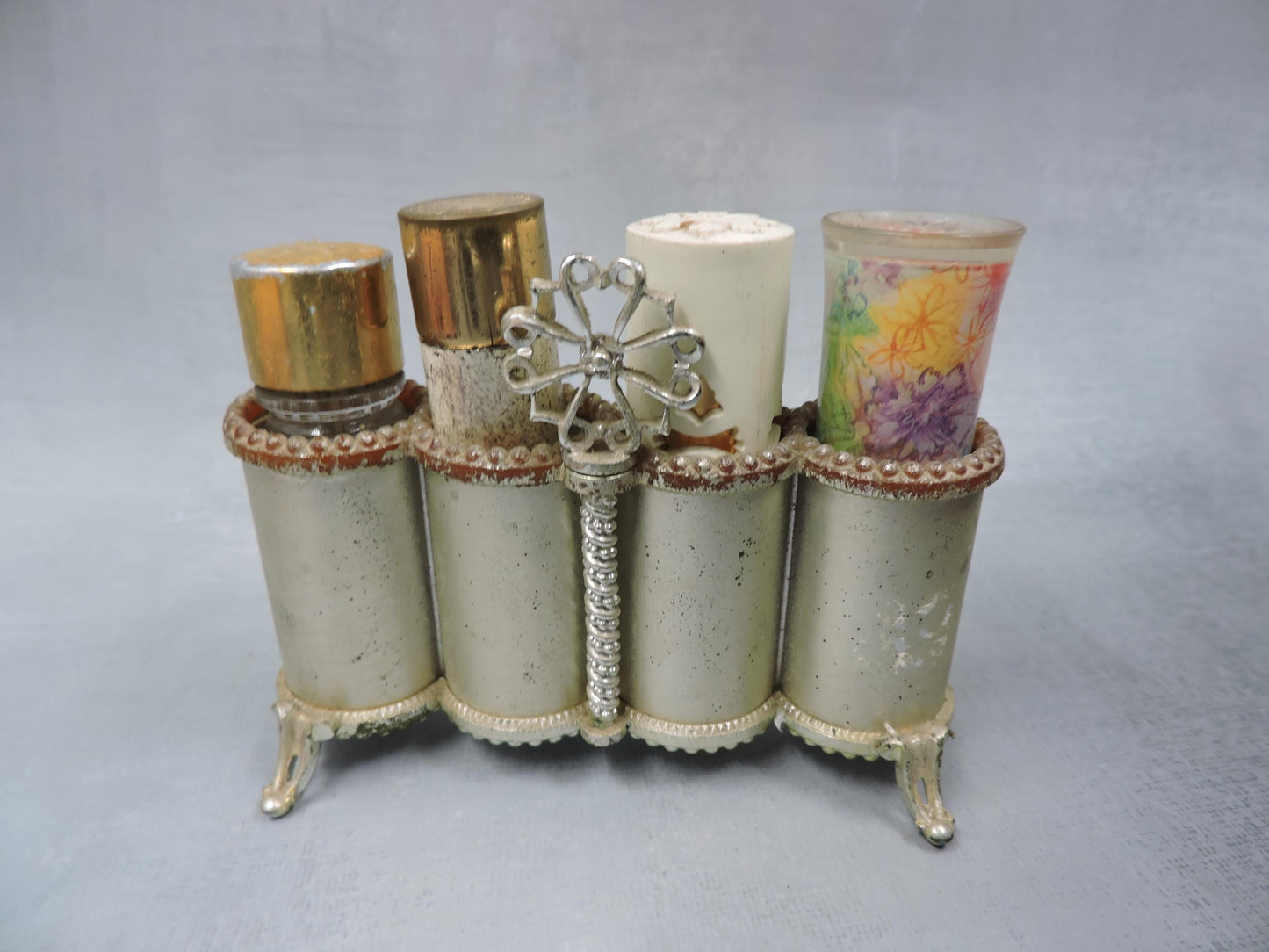 Vintage lipstick and perfume holder