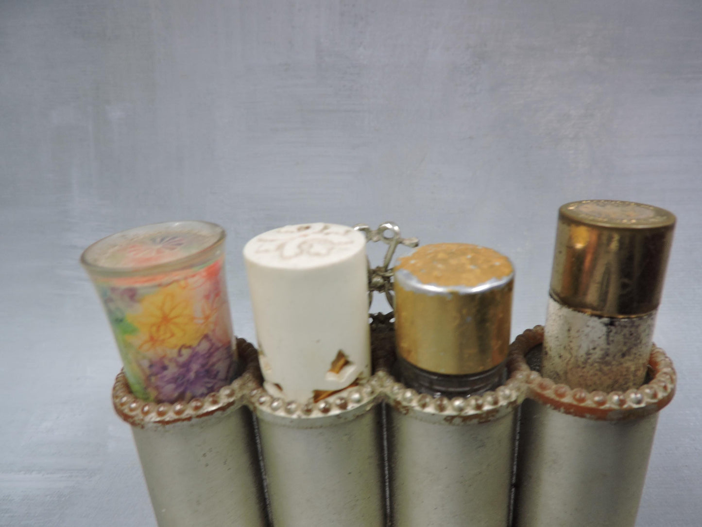 Vintage lipstick and perfume holder