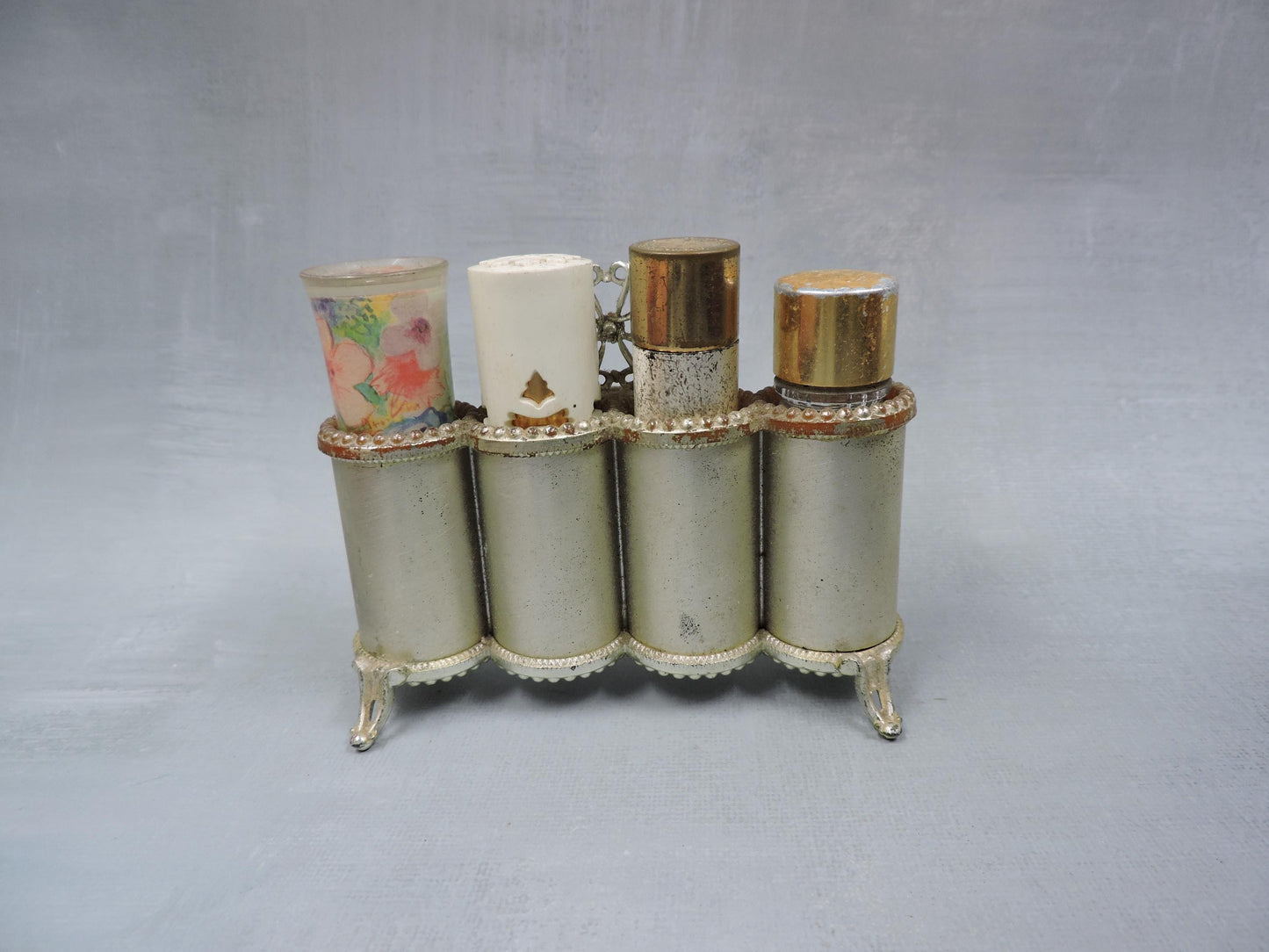 Vintage lipstick and perfume holder