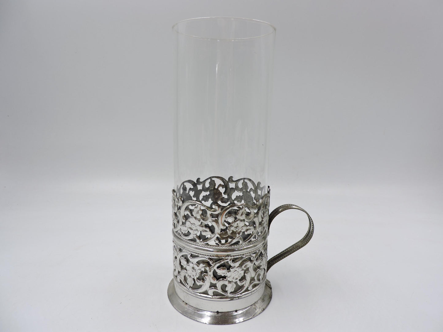 Vintage Glass with Ornate Metal Holder