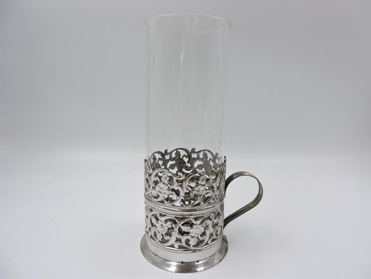 Vintage Glass with Ornate Metal Holder