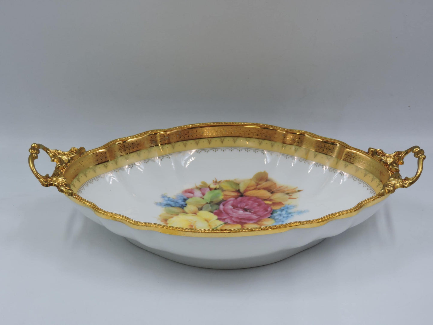 Limoge France Oval Gold Handled Bowl