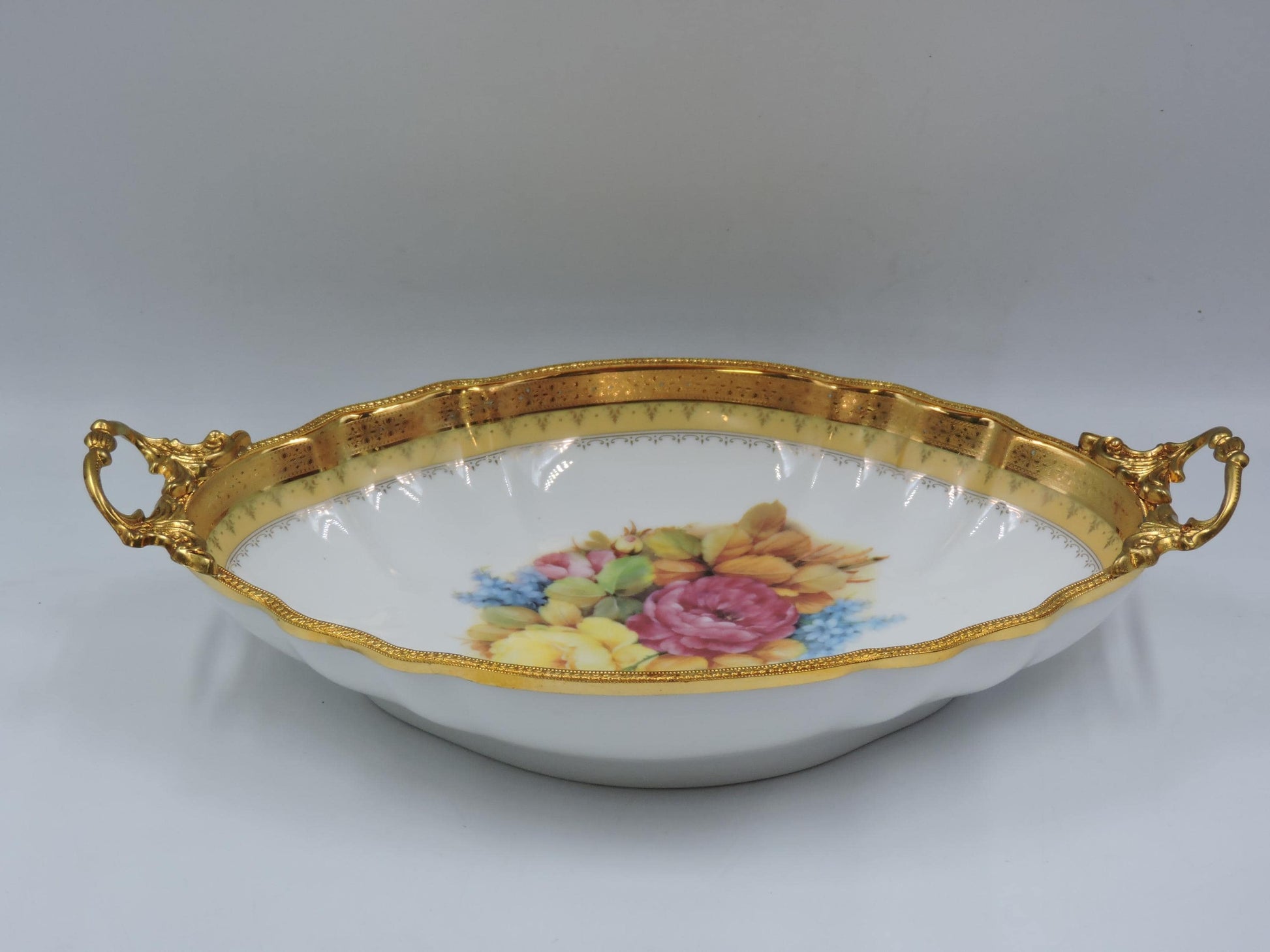 Limoge France Oval Gold Handled Bowl