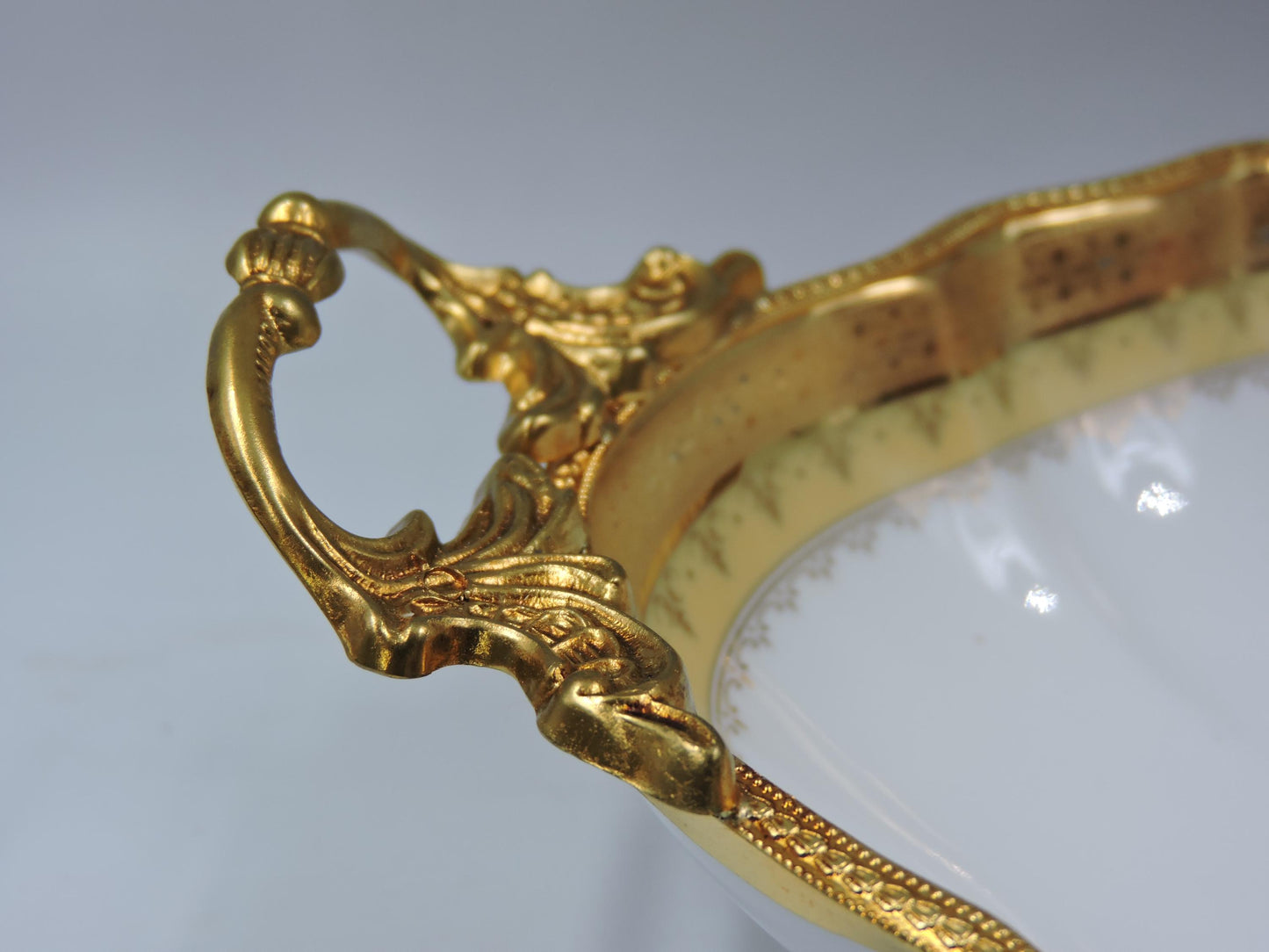 Limoge France Oval Gold Handled Bowl
