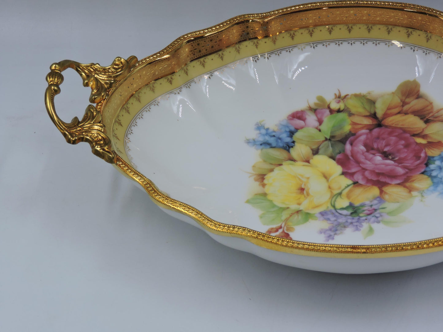 Limoge France Oval Gold Handled Bowl