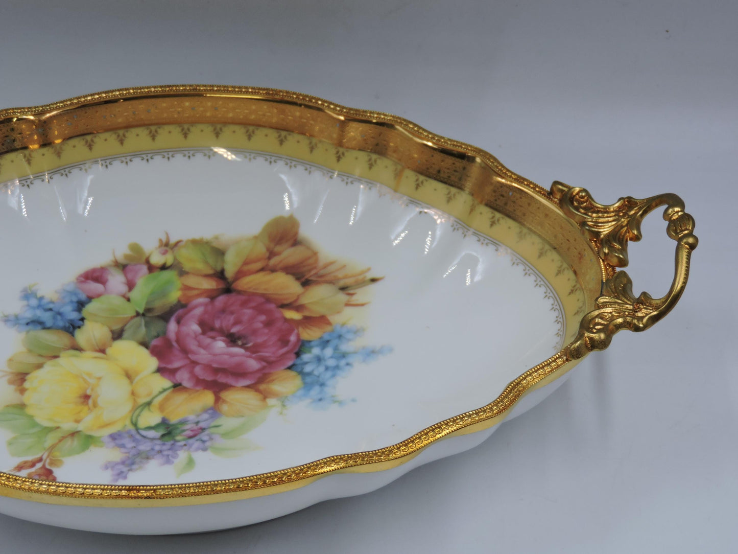 Limoge France Oval Gold Handled Bowl