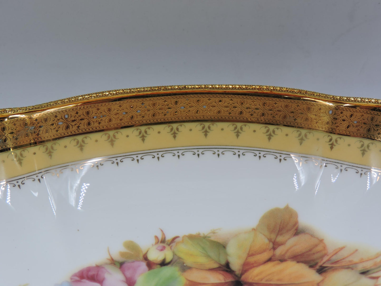 Limoge France Oval Gold Handled Bowl