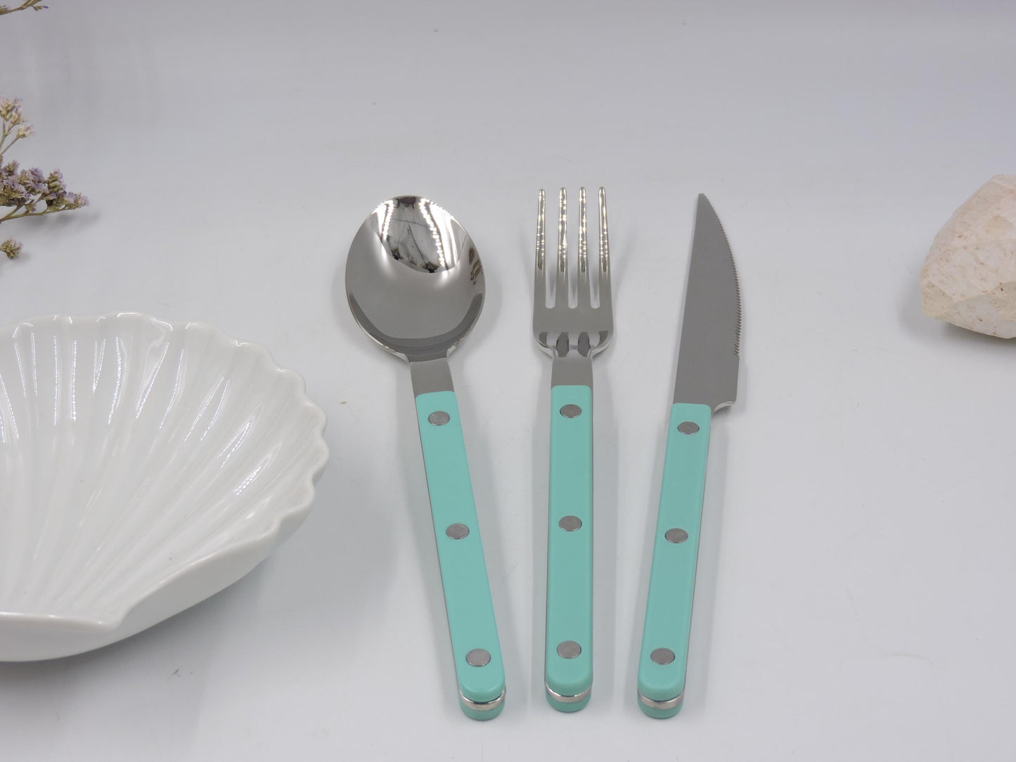 Sabre Bistrot Flatware  Aqua Blue – 3‑Piece Set