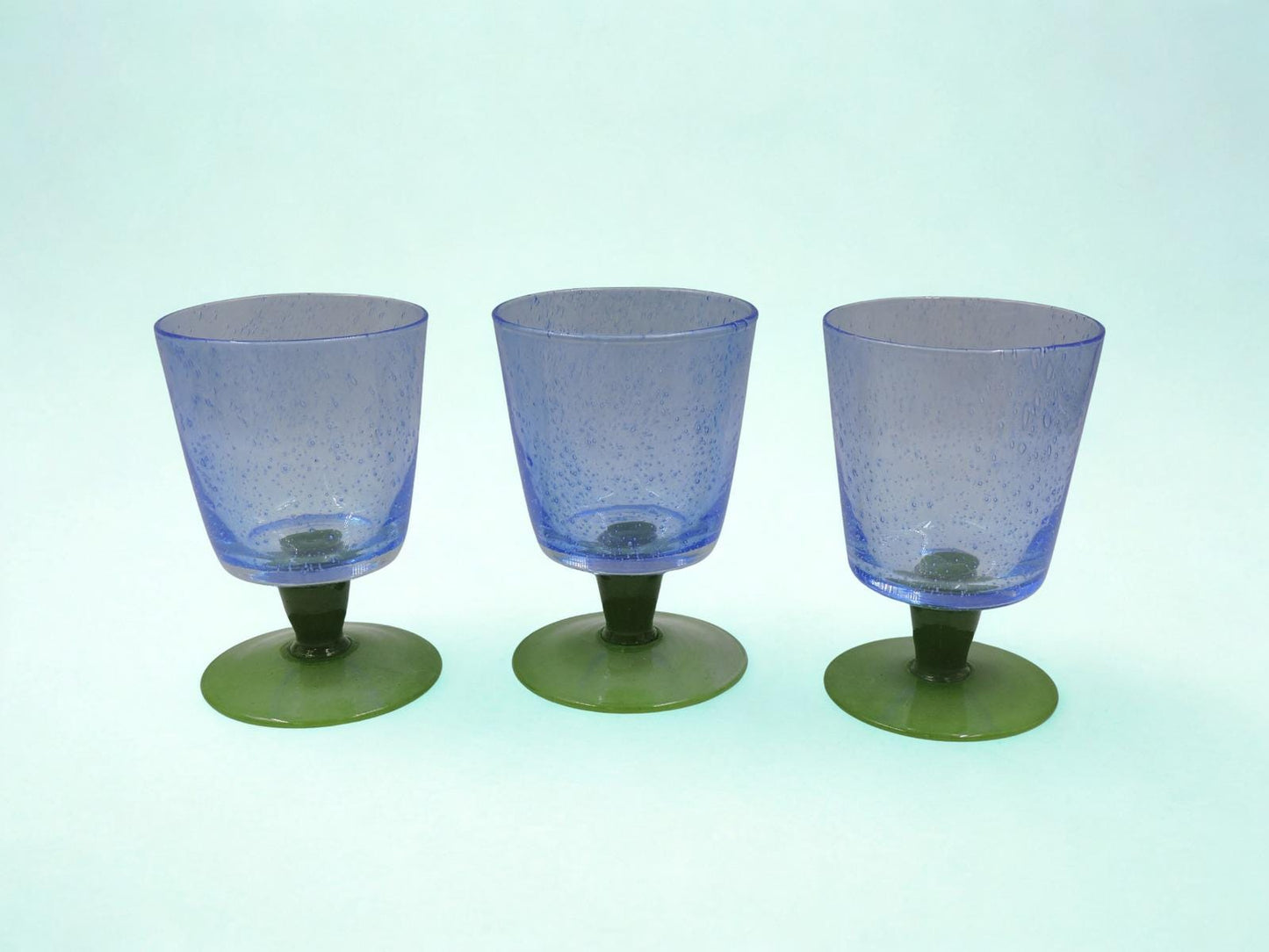 Set of 3 Villeroy & Boch Serra Blue Wine Claret Glasses