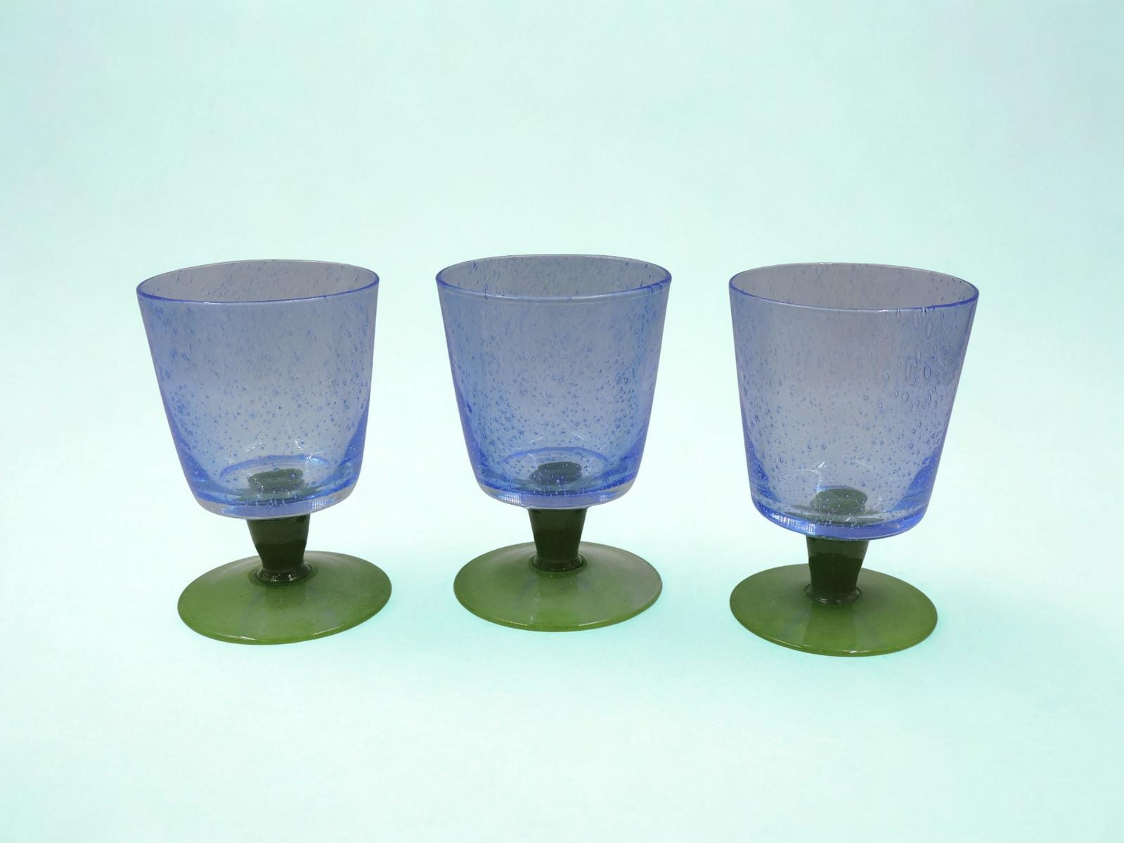 Set of 3 Villeroy & Boch Serra Blue Wine Claret Glasses