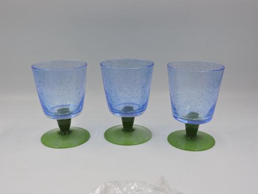Set of 3 Villeroy & Boch Serra Blue Wine Claret Glasses
