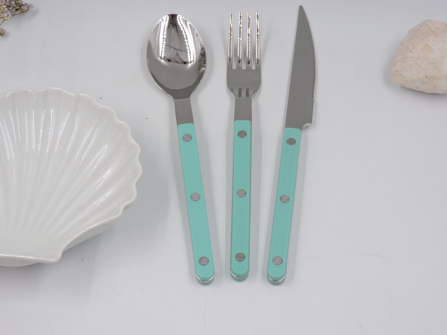 Sabre Bistrot Flatware  Aqua Blue – 3‑Piece Set