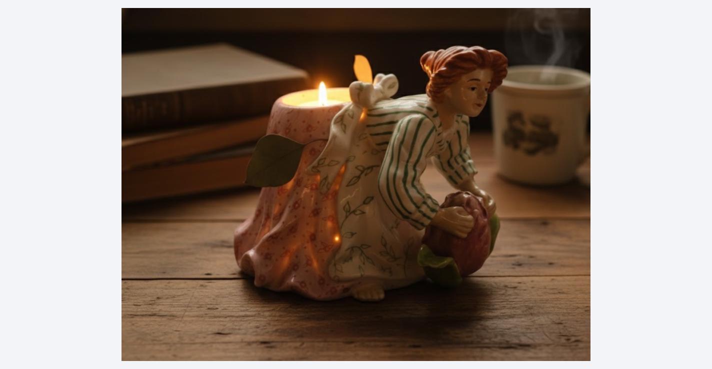 Vintage Blue Sky "18 Carrots" by Laura Kelly: Garden Girl Candle Holder