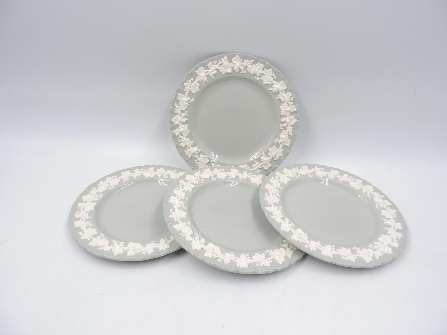 Wedgwood Queens ware Grey Shell Edge Bread Plate set of 4