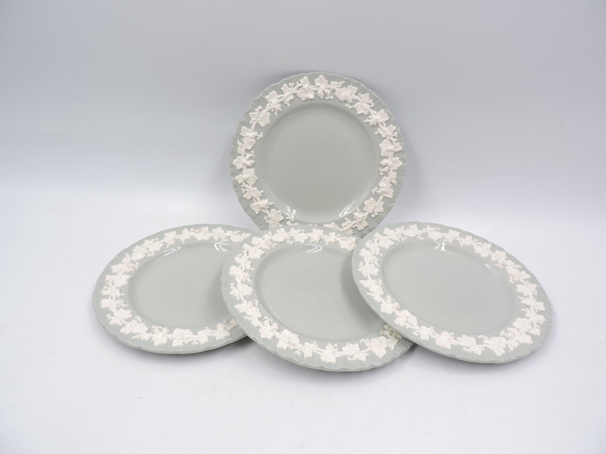 Wedgwood Queens ware Grey Shell Edge Bread Plate set of 4