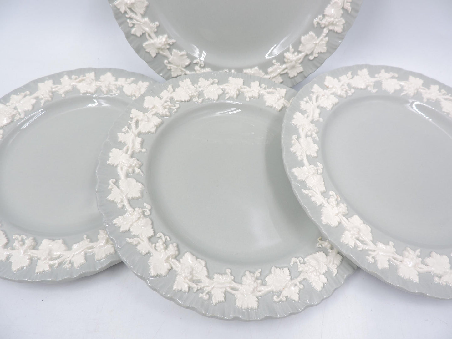Wedgwood Queens ware Grey Shell Edge Bread Plate set of 4