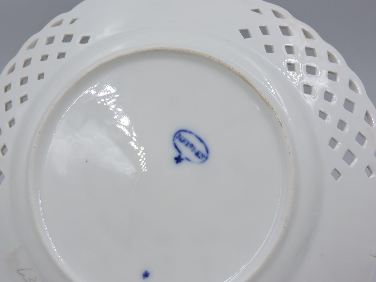 Antique Reticulated Pierced Porcelain Plate (#1357)