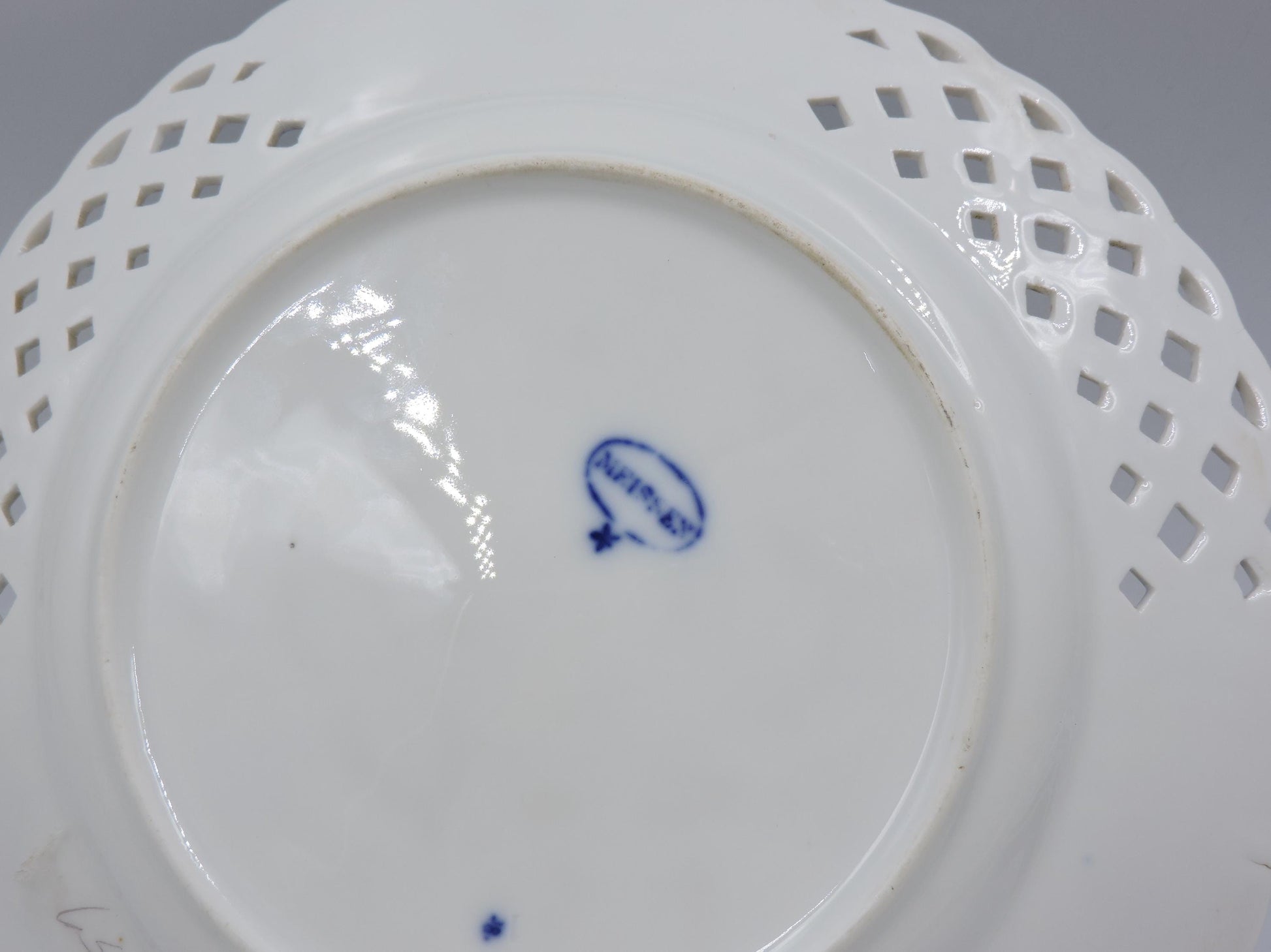Antique Reticulated Pierced Porcelain Plate (#1357)