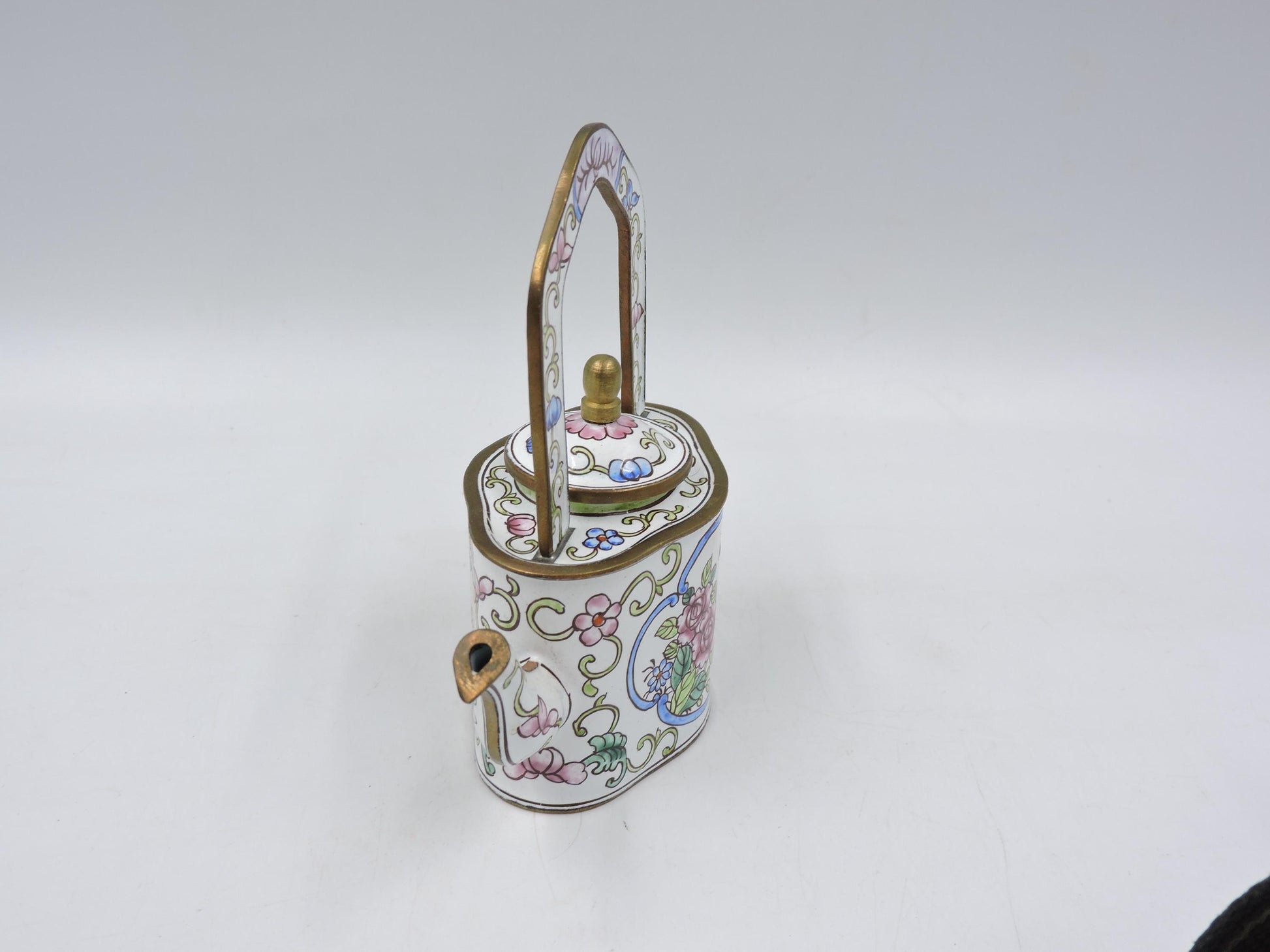 Arts Enameled Brass Miniature Teapot