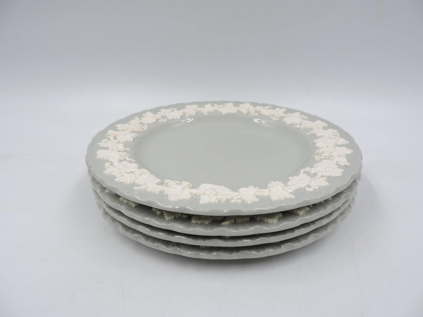 Wedgwood Queens ware Grey Shell Edge Bread Plate set of 4