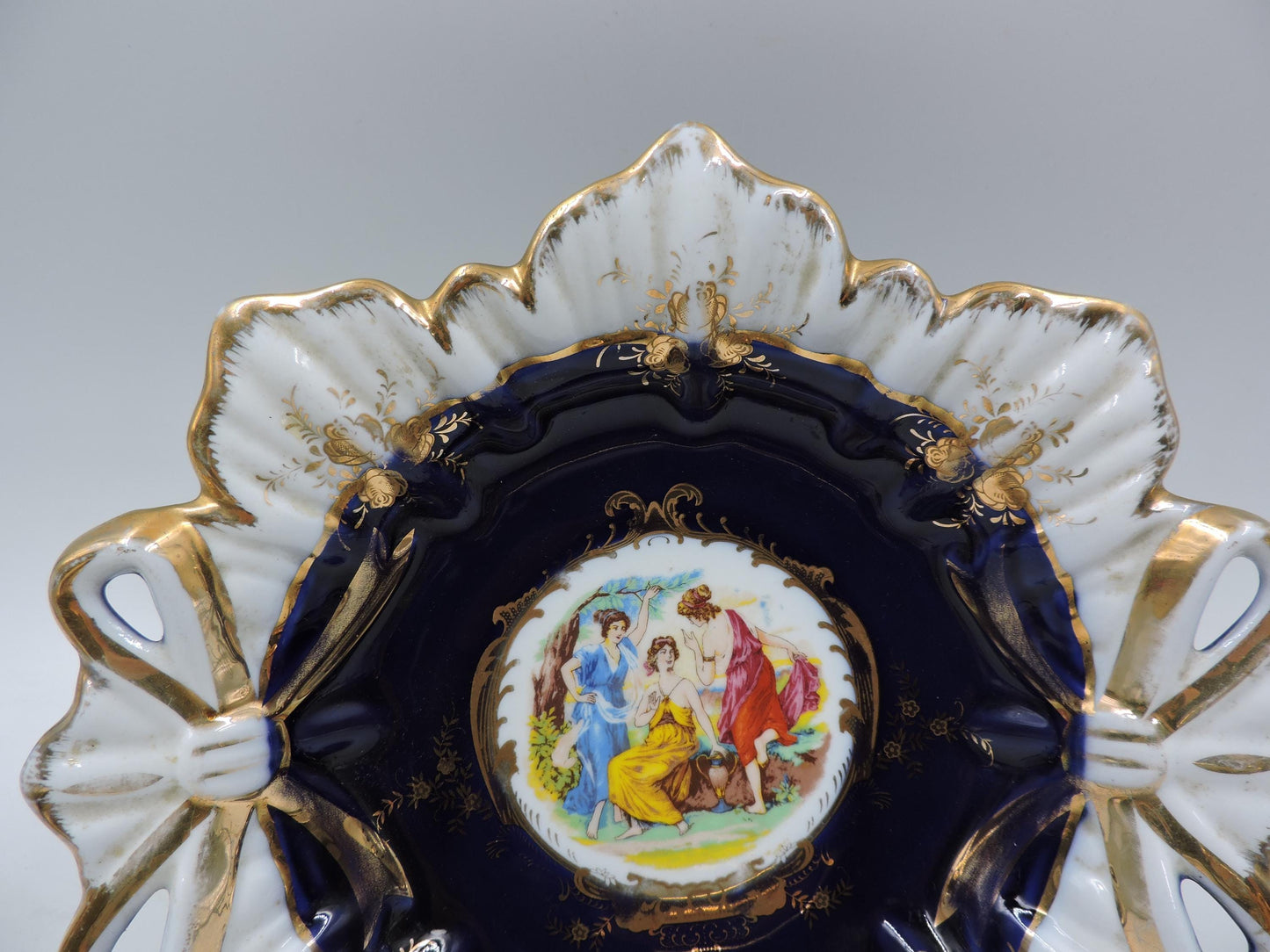 Thun Czech Cobalt Blue Porcelain Bowl with Ribbons
