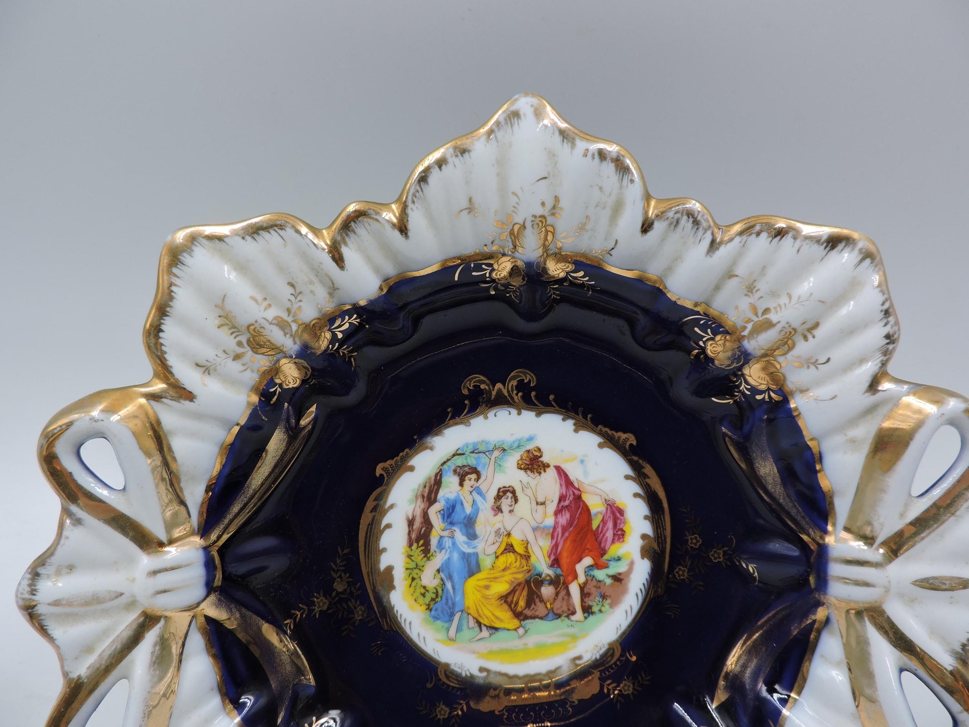 Thun Czech Cobalt Blue Porcelain Bowl with Ribbons