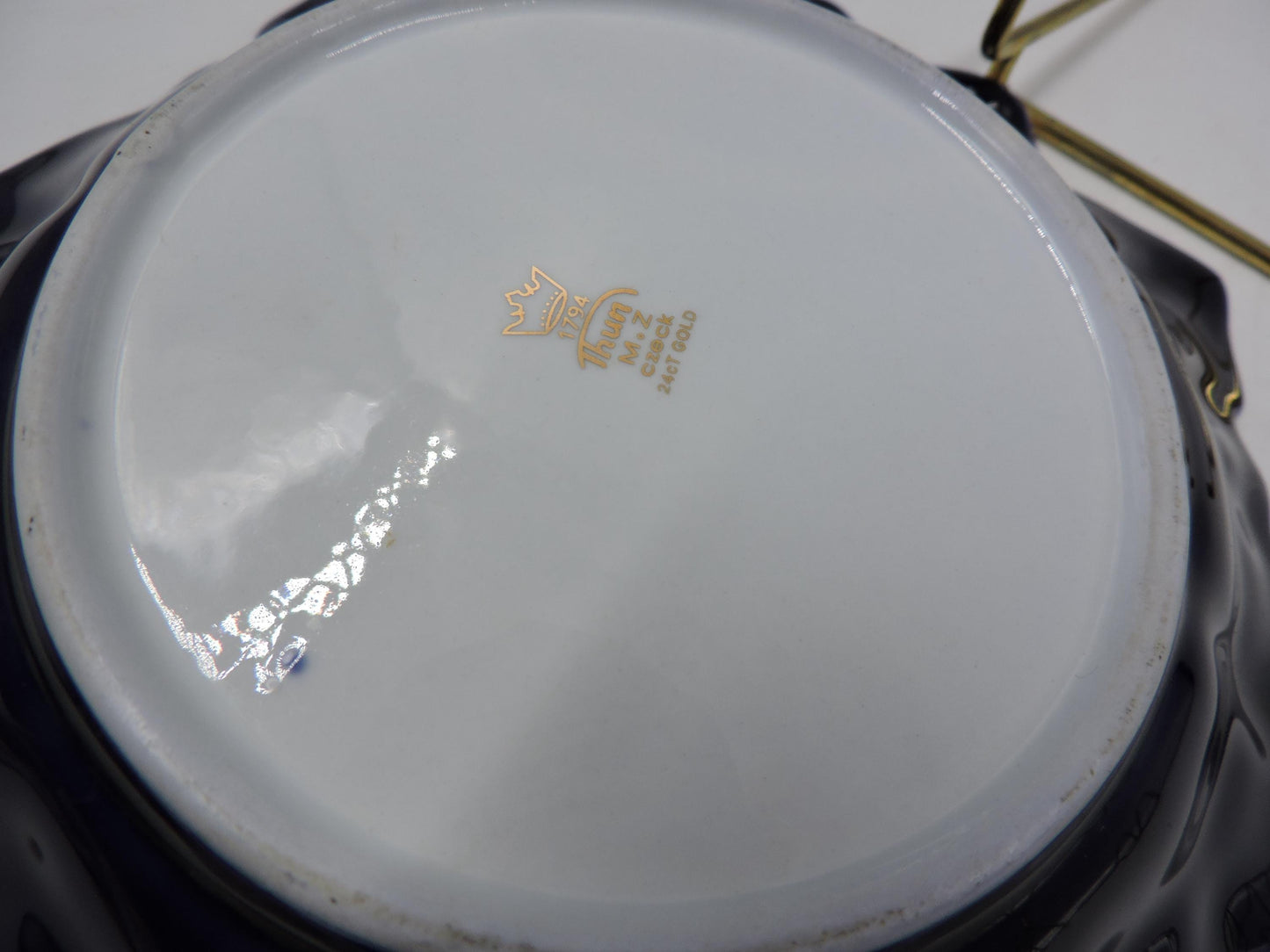 Thun Czech Cobalt Blue Porcelain Bowl with Ribbons