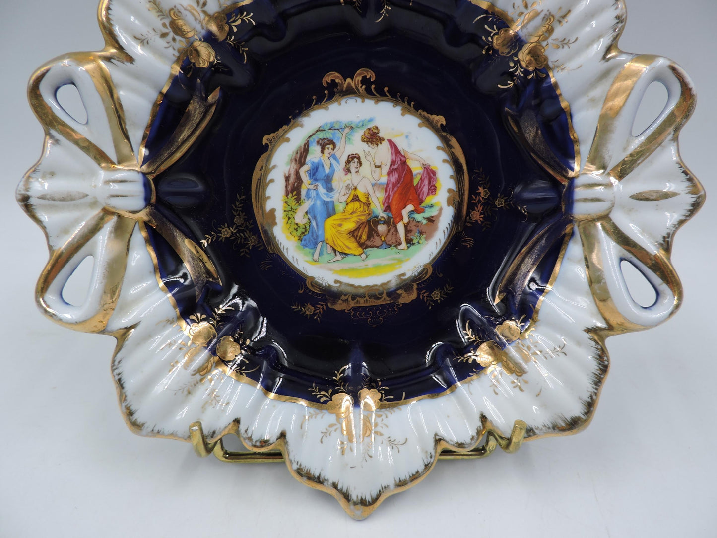 Thun Czech Cobalt Blue Porcelain Bowl with Ribbons
