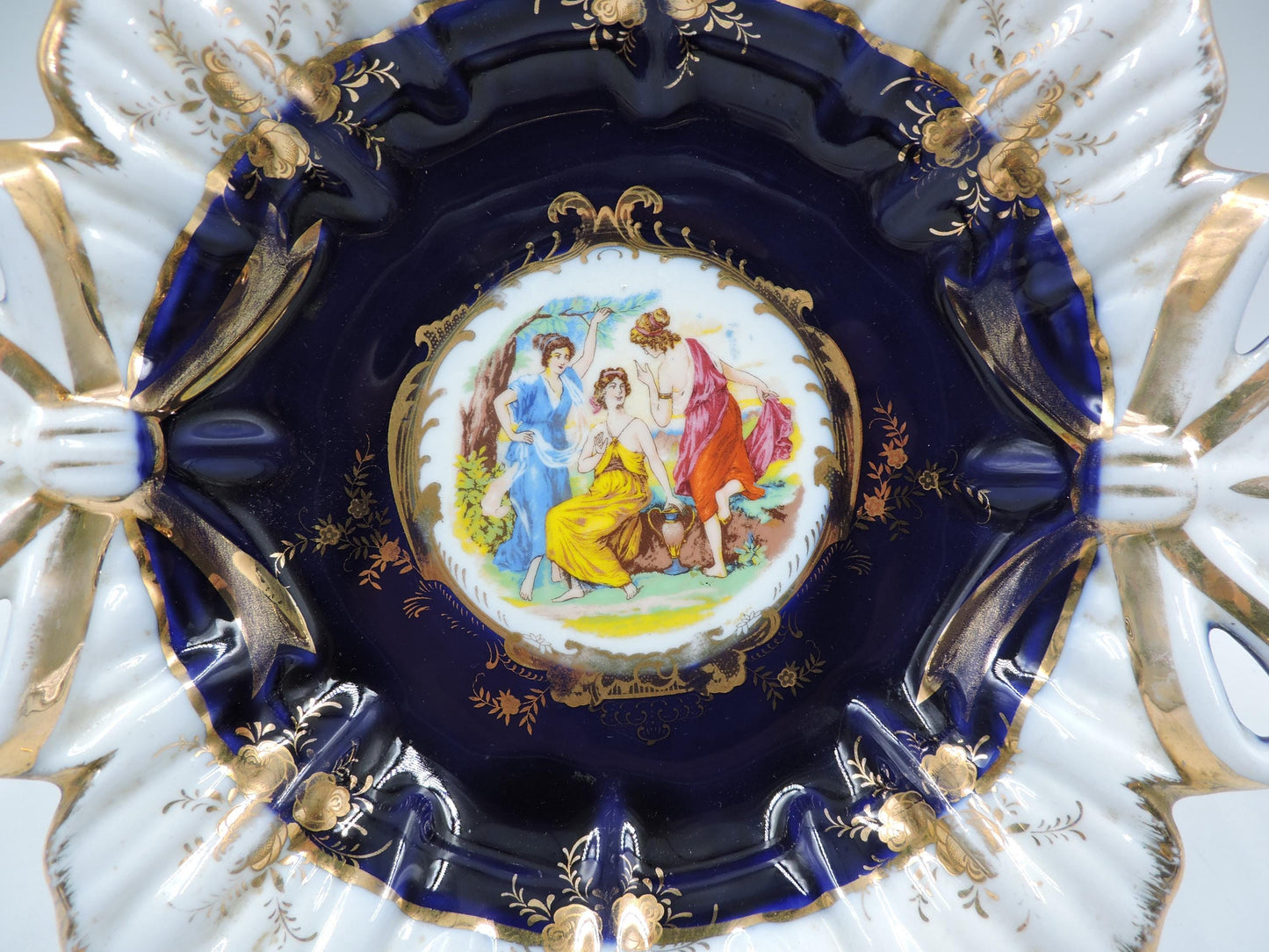 Thun Czech Cobalt Blue Porcelain Bowl with Ribbons