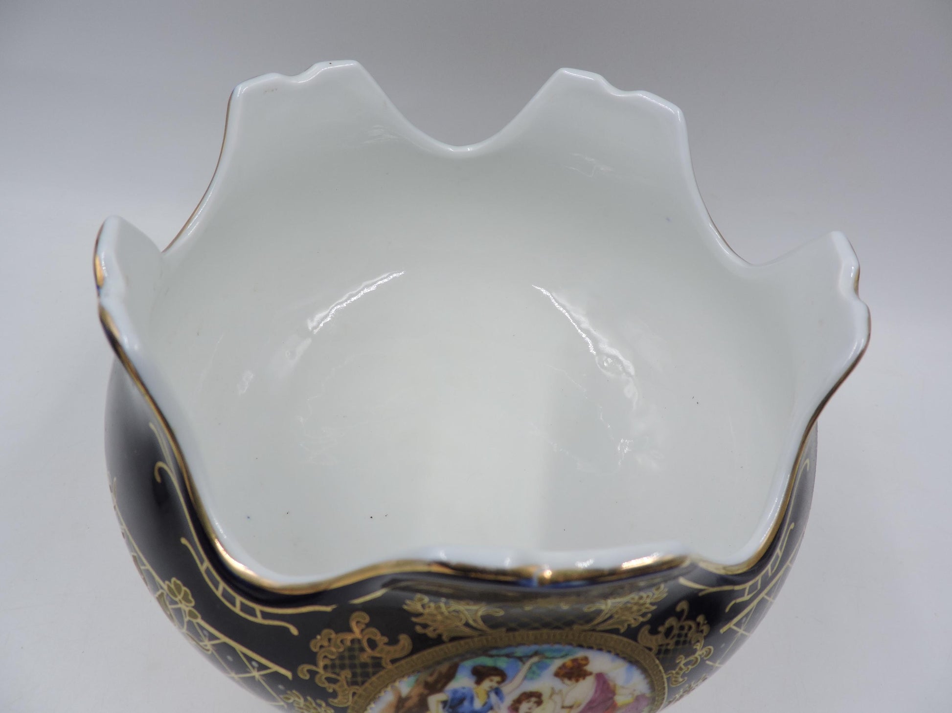 Rare Haas Czjzek Czech Cobalt Blue 24K Gold Footed Centerpiece Planter