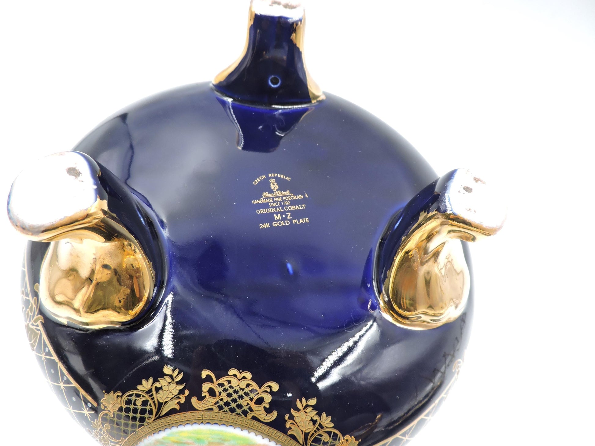 Rare Haas Czjzek Czech Cobalt Blue 24K Gold Footed Centerpiece Planter