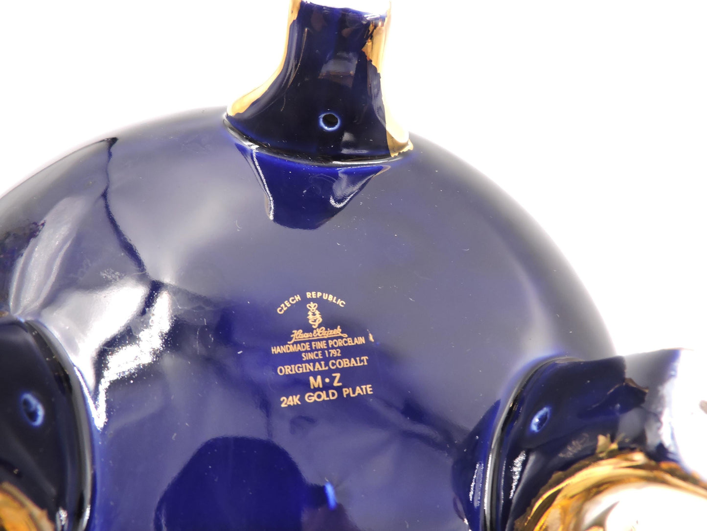 Rare Haas Czjzek Czech Cobalt Blue 24K Gold Footed Centerpiece Planter