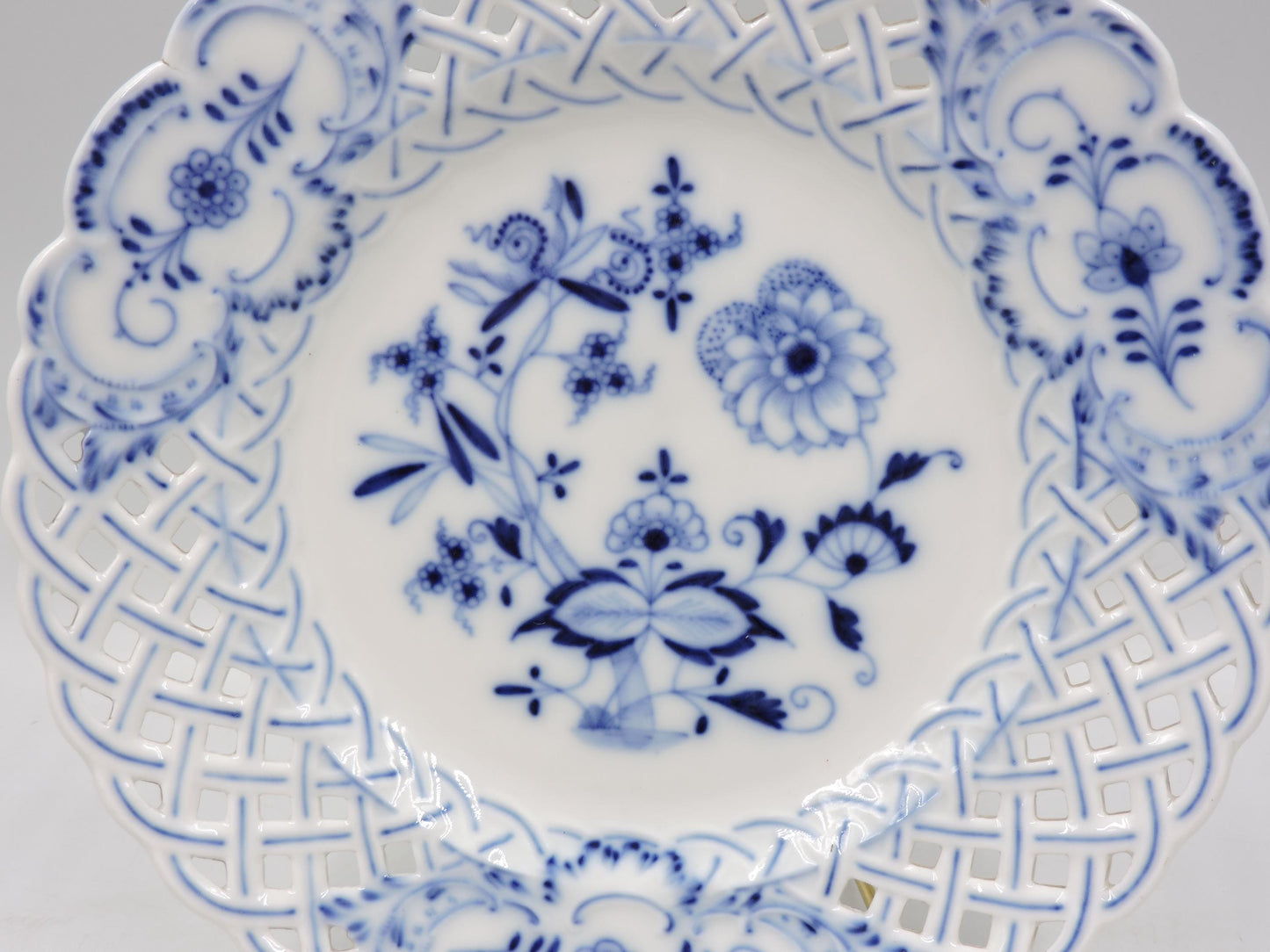 Antique Reticulated Pierced Porcelain Plate (#1357)