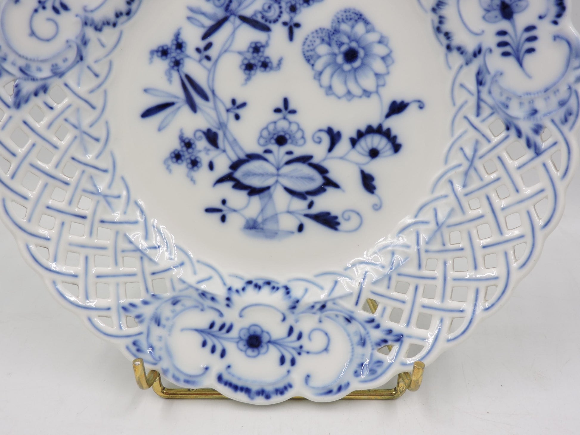 Antique Reticulated Pierced Porcelain Plate (#1357)