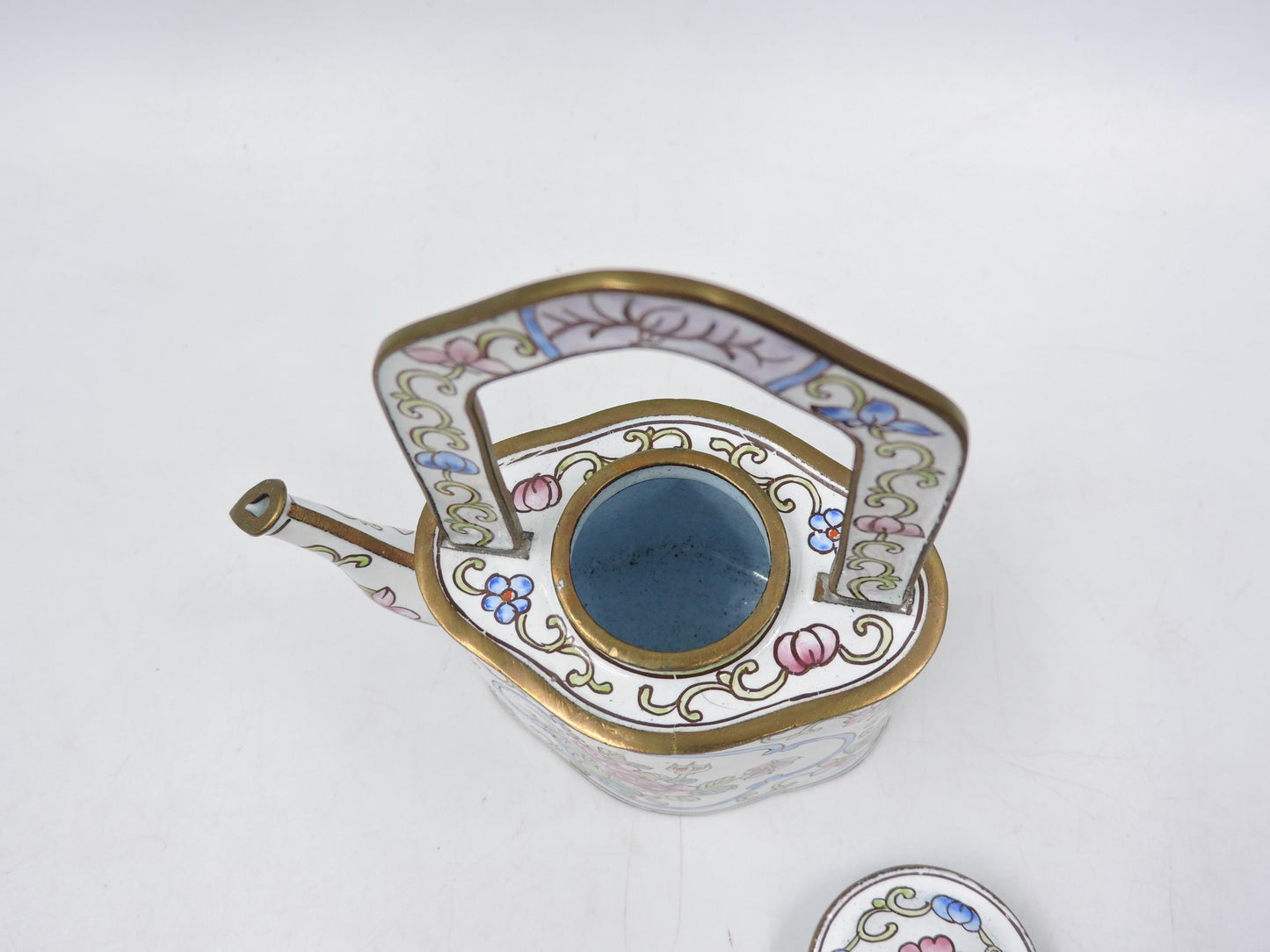 Arts Enameled Brass Miniature Teapot