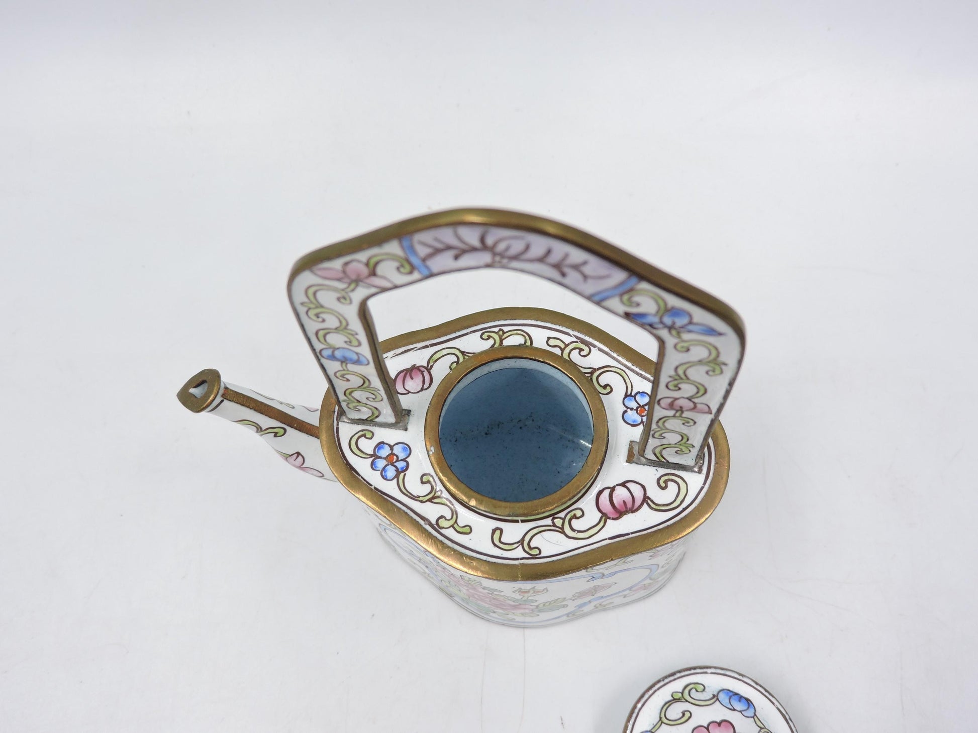 Arts Enameled Brass Miniature Teapot