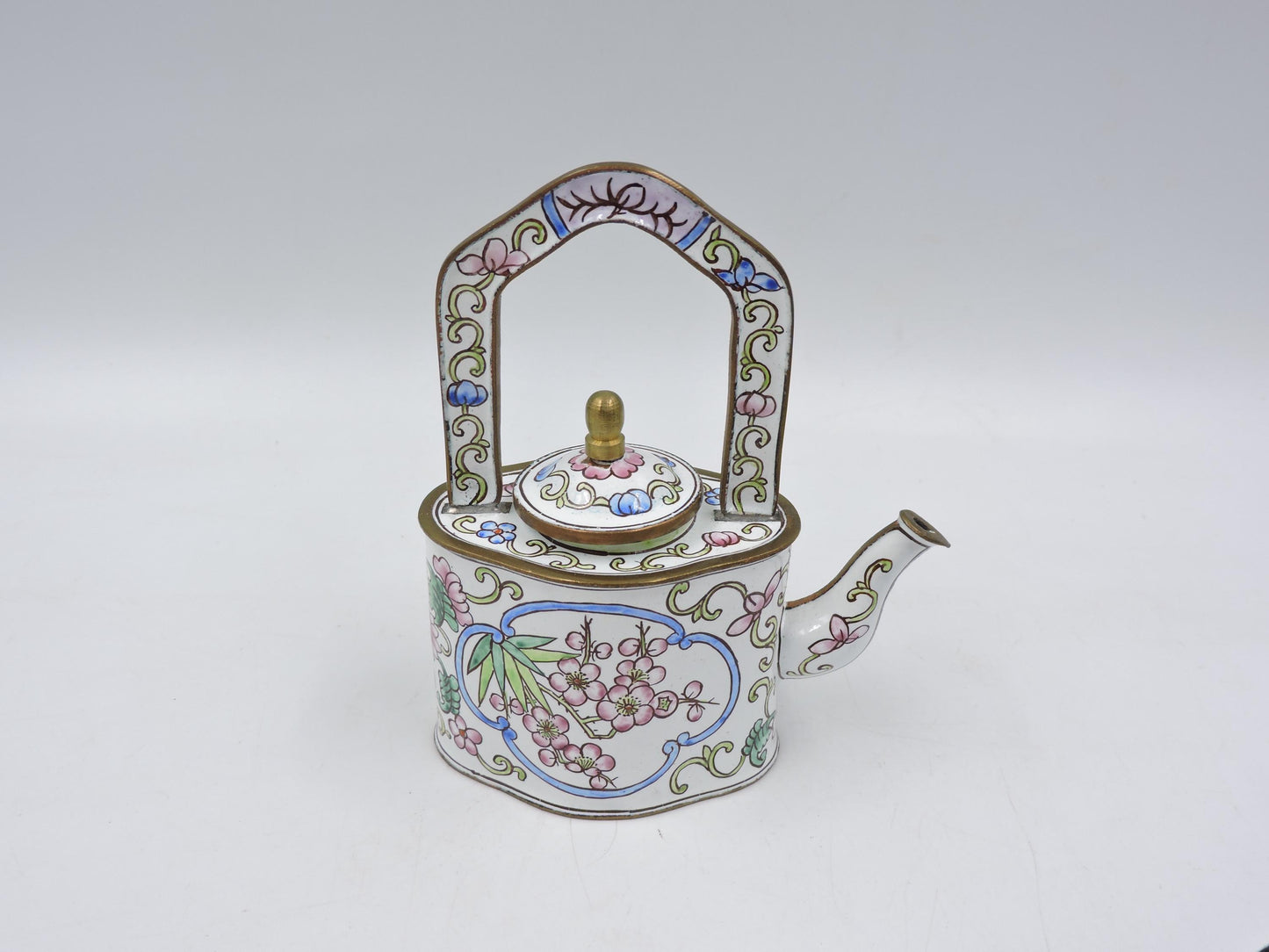 Arts Enameled Brass Miniature Teapot