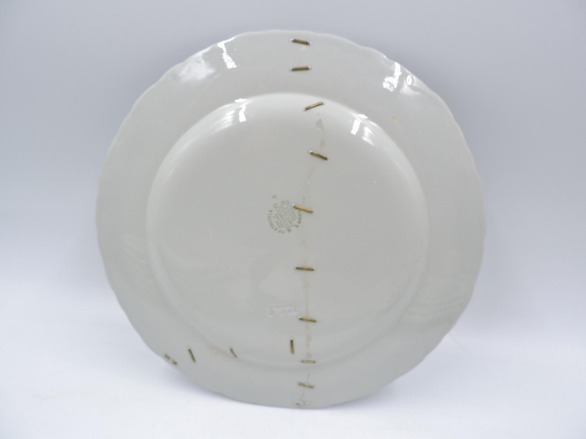 Rare Wedgwood Queensware Grey Shell Edge Staples Repair