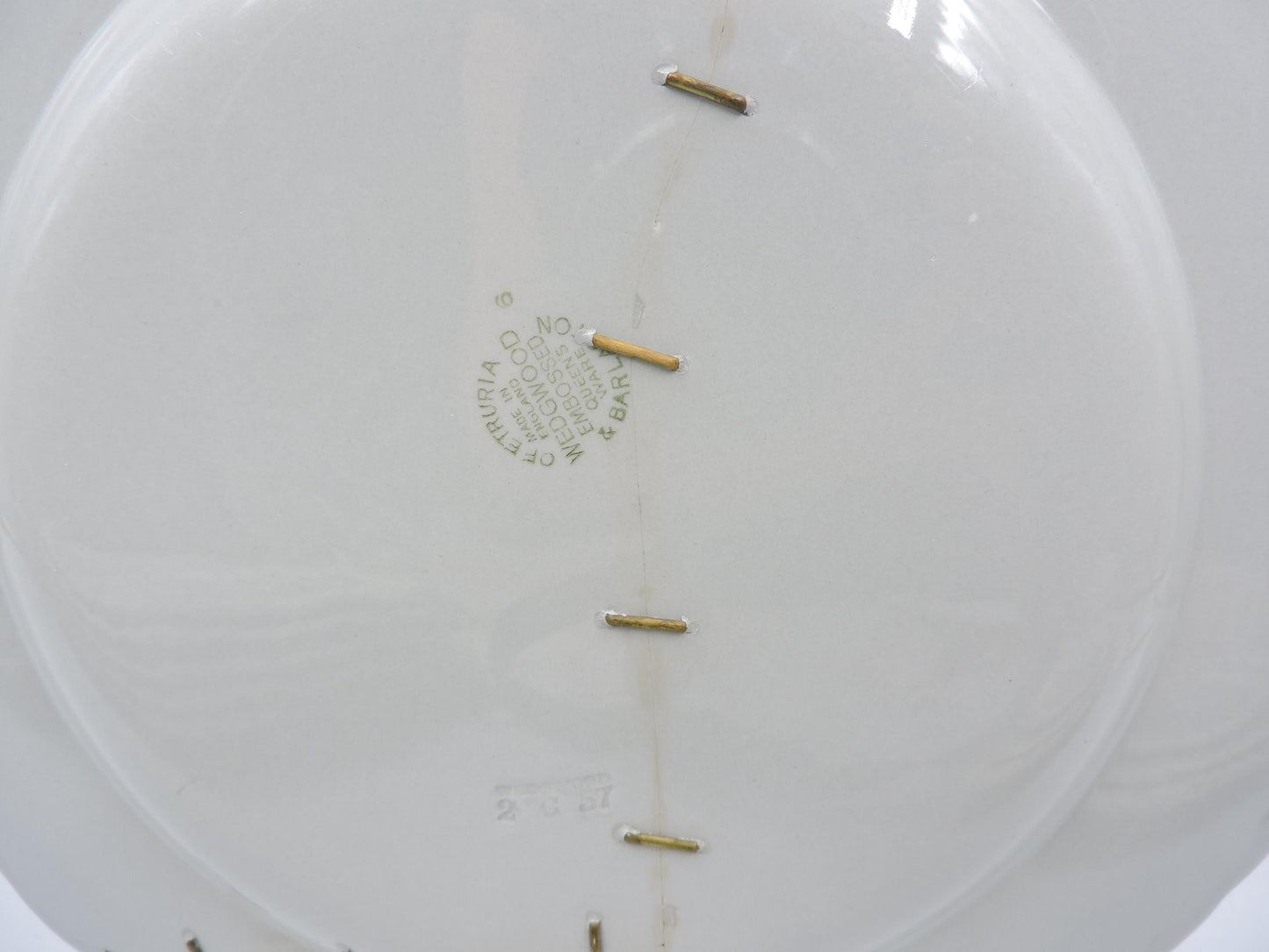 Rare Wedgwood Queensware Grey Shell Edge Staples Repair