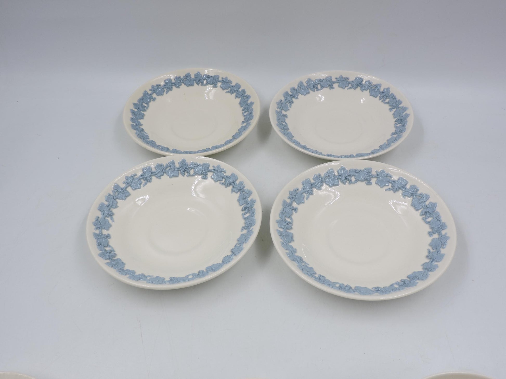 Wedgwood Queensware Blue on Cream Saucer (Set of 4)