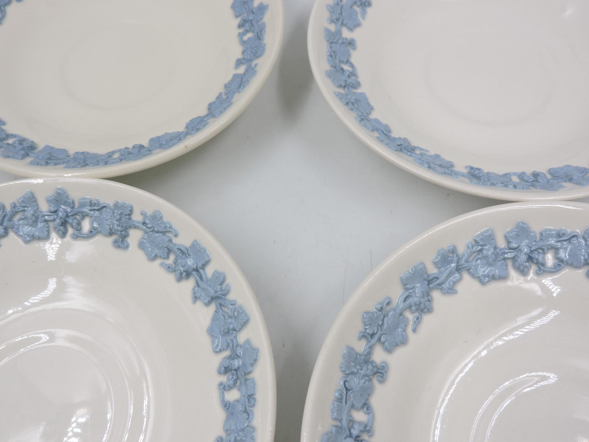 Wedgwood Queensware Blue on Cream Saucer (Set of 4)