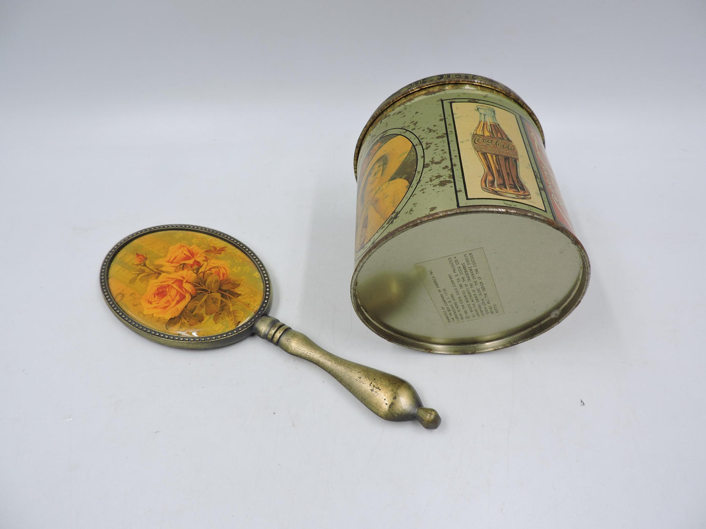 Coca Cola Vintage Tin Box & Pocket Mirror